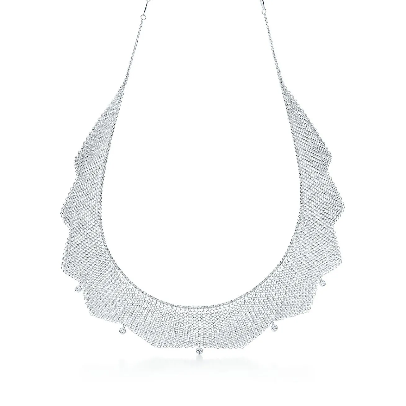 Tiffany & Co. Elsa Peretti® Mesh necklace in sterling silver with diamonds. | ^ Necklaces & Pendants|Sterling Silver Jewelry