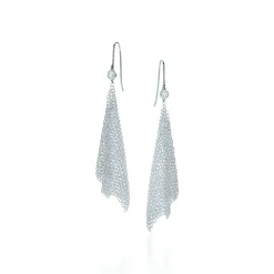 Tiffany & Co. Elsa Peretti® Mesh scarf earrings in sterling silver with diamonds, small. | ^ Earrings|Sterling Silver Jewelry