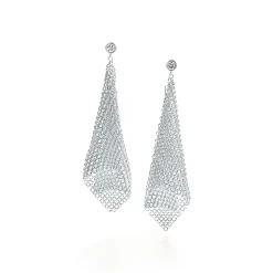 Tiffany & Co. Elsa Peretti® Mesh scarf earrings in sterling silver with diamonds, small. | ^ Earrings|Sterling Silver Jewelry