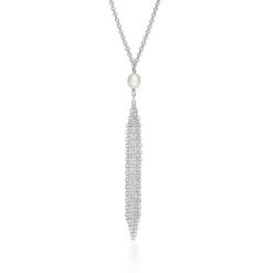 Tiffany & Co. Elsa Peretti® Mesh tassel pendant in sterling silver with a freshwater pearl. | ^ Necklaces & Pendants|Sterling Silver Jewelry
