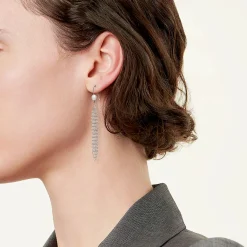 Tiffany & Co. Elsa Peretti® Mesh tassel earrings in sterling silver with freshwater pearls. | ^ Earrings|Bold Silver Jewelry