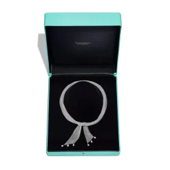 Tiffany & Co. Elsa Peretti® Mesh tie necklace in sterling silver with freshwater pearls. | ^ Necklaces & Pendants|Sterling Silver Jewelry