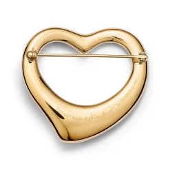 Tiffany & Co. Elsa Peretti® Open Heart Brooch in Yellow Gold with Pavé Diamonds | ^ Brooches|Gold Jewelry