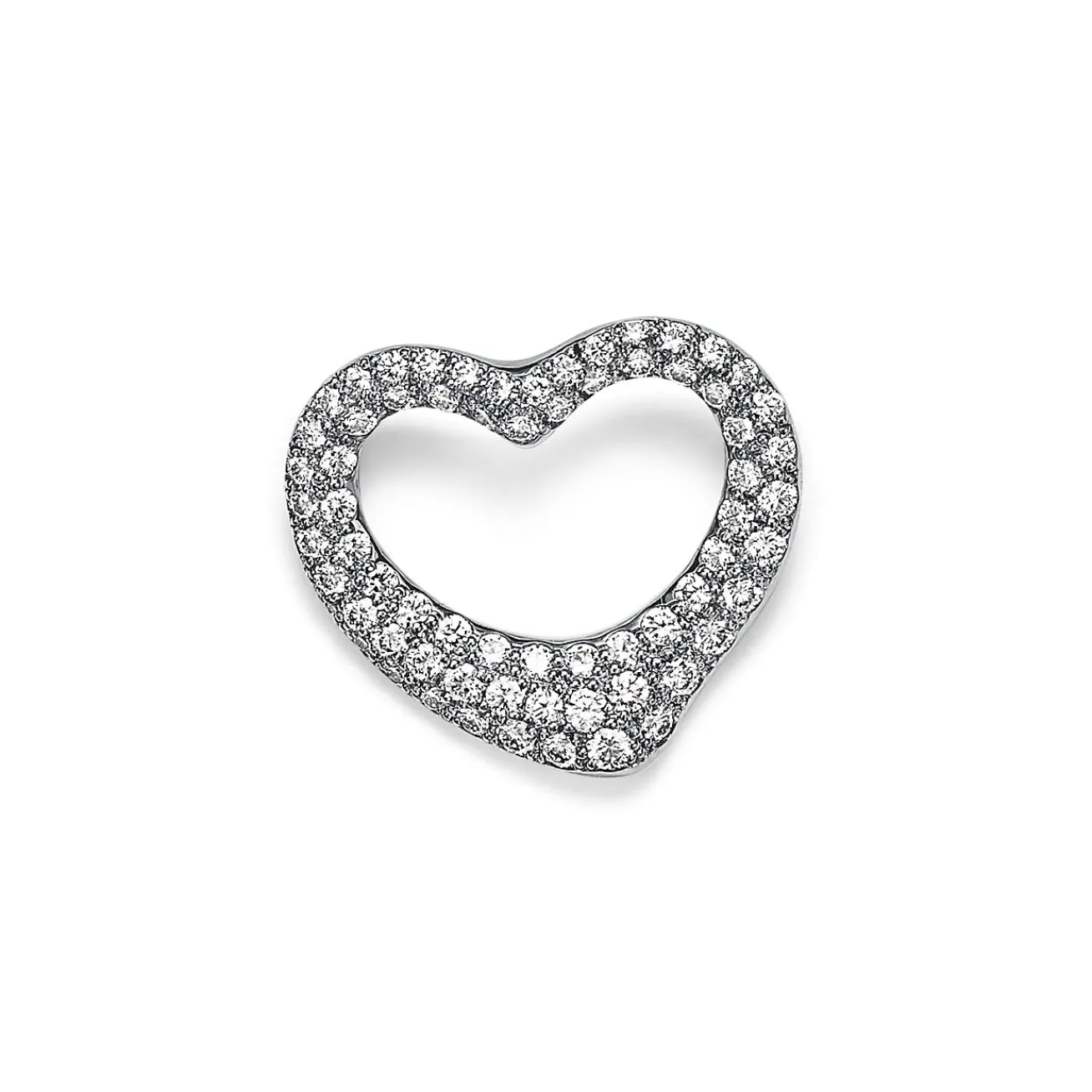 Tiffany & Co. Elsa Peretti® Open Heart Brooch in Platinum with Pavé Diamonds | ^ Brooches|Platinum Jewelry