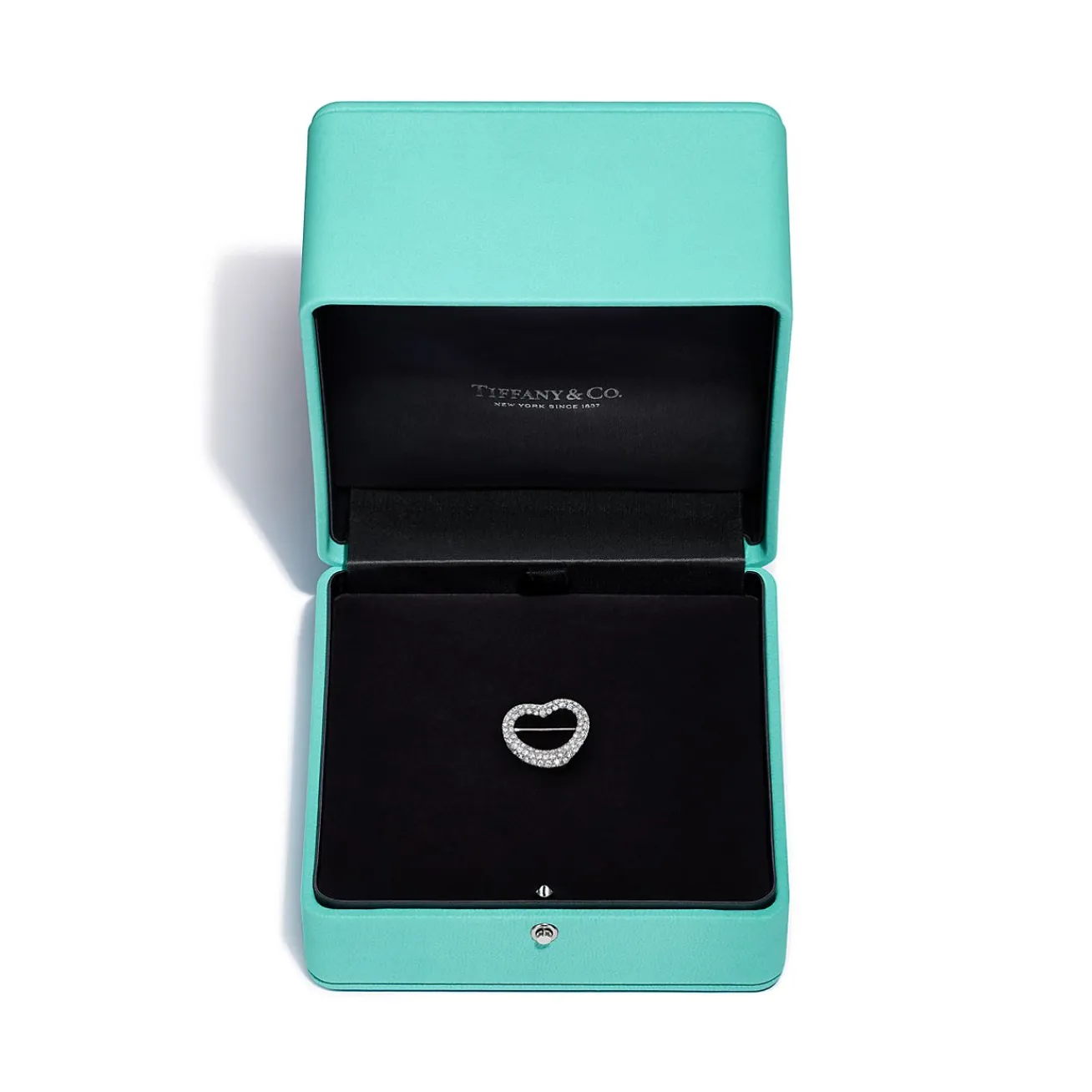 Tiffany & Co. Elsa Peretti® Open Heart Brooch in Platinum with Pavé Diamonds | ^ Brooches|Platinum Jewelry
