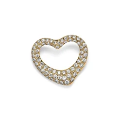 Tiffany & Co. Elsa Peretti® Open Heart Brooch in Yellow Gold with Pavé Diamonds | ^ Brooches|Gold Jewelry