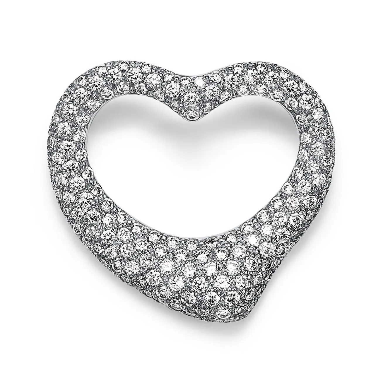 Tiffany & Co. Elsa Peretti® Open Heart Brooch in Platinum with Pavé Diamonds | ^ Brooches|Platinum Jewelry