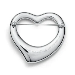 Tiffany & Co. Elsa Peretti® Open Heart Brooch in Platinum with Pavé Diamonds | ^ Brooches|Platinum Jewelry