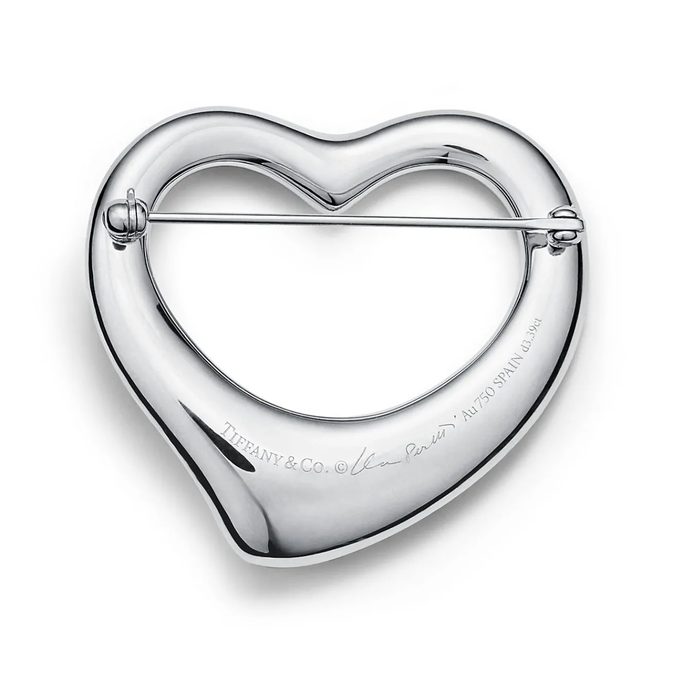 Tiffany & Co. Elsa Peretti® Open Heart Brooch in Platinum with Pavé Diamonds | ^ Brooches|Platinum Jewelry