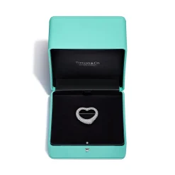 Tiffany & Co. Elsa Peretti® Open Heart Brooch in Platinum with Pavé Diamonds | ^ Brooches|Platinum Jewelry