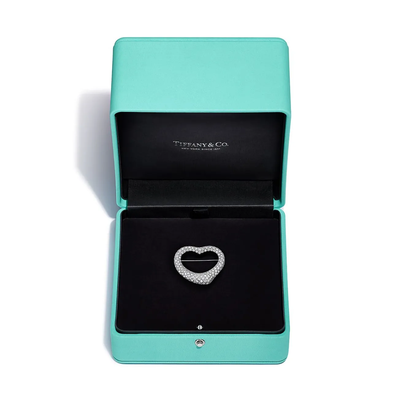 Tiffany & Co. Elsa Peretti® Open Heart Brooch in Platinum with Pavé Diamonds | ^ Brooches|Platinum Jewelry