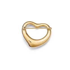 Tiffany & Co. Elsa Peretti® Open Heart Brooch in Yellow Gold with Pavé Diamonds | ^ Brooches|Gold Jewelry