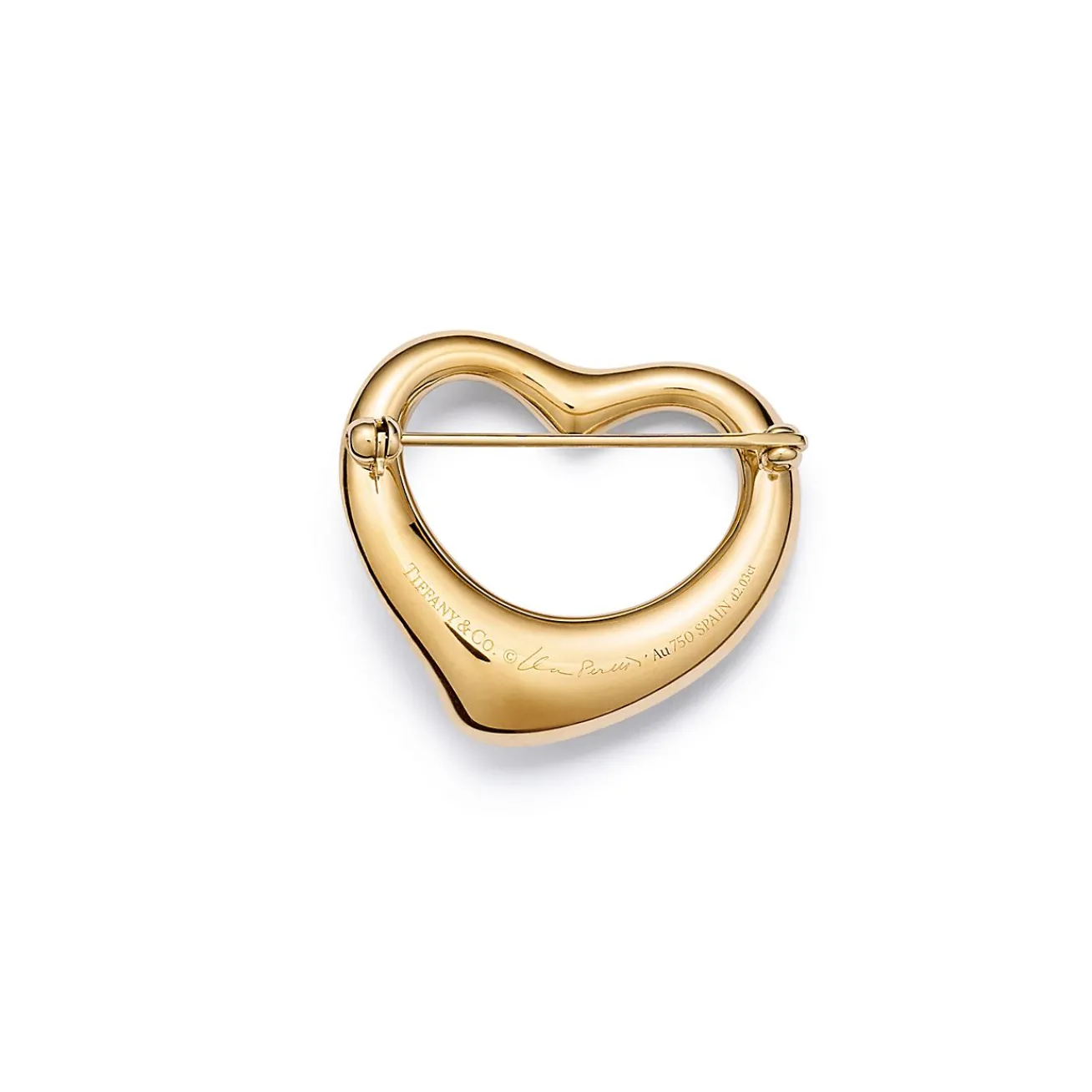 Tiffany & Co. Elsa Peretti® Open Heart Brooch in Yellow Gold with Pavé Diamonds | ^ Brooches|Gold Jewelry