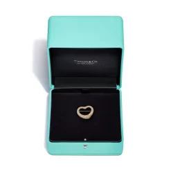 Tiffany & Co. Elsa Peretti® Open Heart Brooch in Yellow Gold with Pavé Diamonds | ^ Brooches|Gold Jewelry