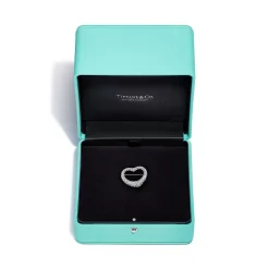 Tiffany & Co. Elsa Peretti® Open Heart Brooch in Platinum with Pavé Diamonds | ^ Brooches|Platinum Jewelry