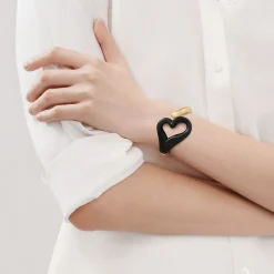 Tiffany & Co. Elsa Peretti® Open Heart Cuff in Yellow Gold with Black Jade | ^ Bracelets|New Jewelry