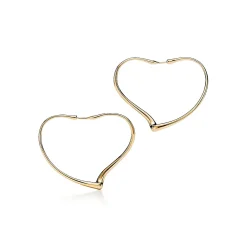 Tiffany & Co. Elsa Peretti® Open Heart hoop earrings in 18k gold. More sizes available. | ^ Earrings|Hoop Earrings