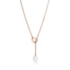Tiffany & Co. Elsa Peretti® Open Heart lariat in 18k rose gold with a freshwater pearl. | ^ Necklaces & Pendants|Rose Gold Jewelry