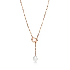 Tiffany & Co. Elsa Peretti® Open Heart lariat in 18k rose gold with a freshwater pearl. | ^ Necklaces & Pendants|Rose Gold Jewelry