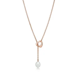 Tiffany & Co. Elsa Peretti® Open Heart lariat in 18k rose gold with a freshwater pearl. | ^ Necklaces & Pendants|Rose Gold Jewelry