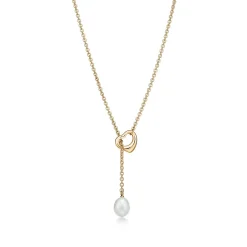 Tiffany & Co. Elsa Peretti® Open Heart Lariat Necklace in Yellow Gold with Pearls, 7.5-8 mm | ^ Necklaces & Pendants|Gold Jewelry