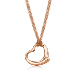 Tiffany & Co. Elsa Peretti® Open Heart mesh pendant in 18k rose gold. | ^ Necklaces & Pendants|Rose Gold Jewelry