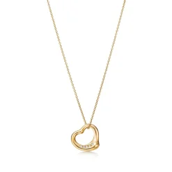 Tiffany & Co. Elsa Peretti® Open Heart pendant in 18k gold with diamonds. | ^ Necklaces & Pendants|Gold Jewelry