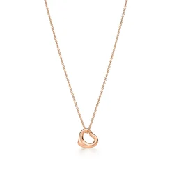 Tiffany & Co. Elsa Peretti® Open Heart Pendant in Rose Gold with Diamonds | ^ Necklaces & Pendants|New Jewelry