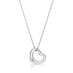 Tiffany & Co. Elsa Peretti® Open Heart pendant in silver with a diamond. More sizes available. | ^ Necklaces & Pendants|Sterling Silver Jewelry