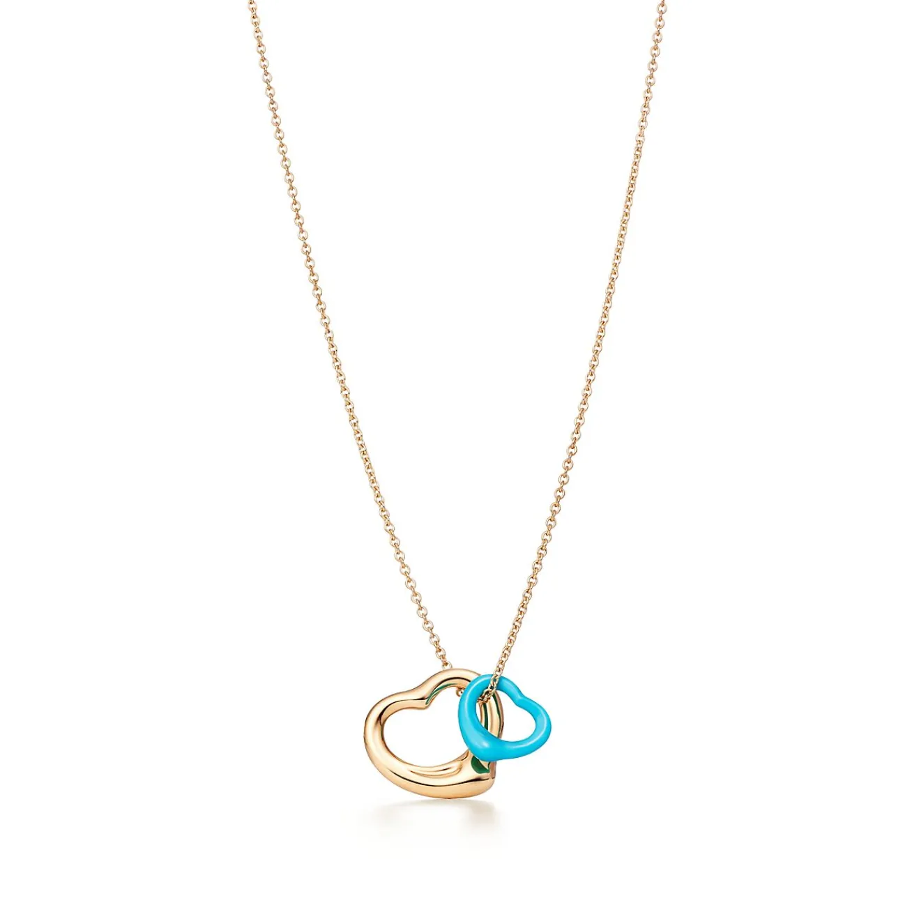 Tiffany & Co. Elsa Peretti® Open Heart pendant in 18k gold and turquoise. | ^ Necklaces & Pendants|Gold Jewelry