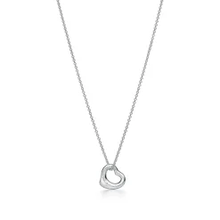 Tiffany & Co. Elsa Peretti® Open Heart Pendant in Platinum with Diamonds | ^ Necklaces & Pendants|New Jewelry