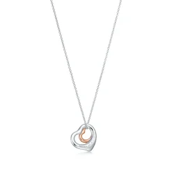Tiffany & Co. Elsa Peretti® Open Heart pendant in sterling silver and 18k rose gold. | ^ Necklaces & Pendants|Gifts for Her