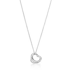 Tiffany & Co. Elsa Peretti® Open Heart Pendant in Platinum with Sapphires, 16 mm | ^ Necklaces & Pendants|Platinum Jewelry