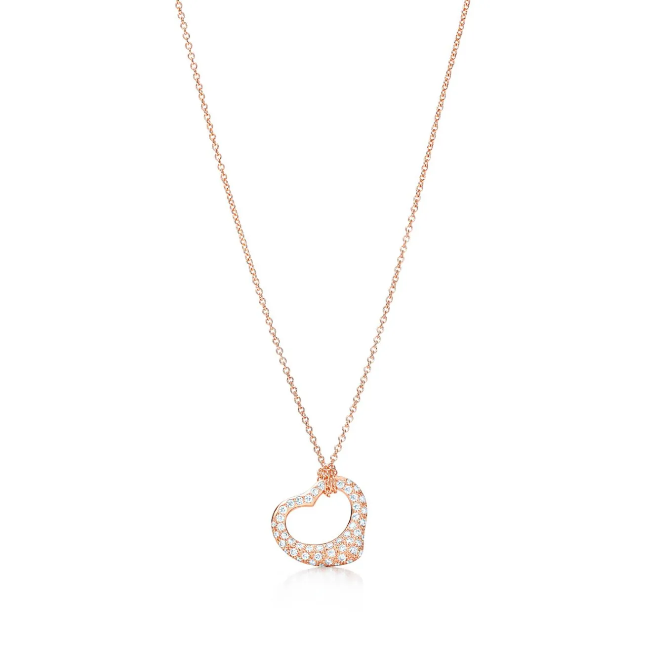 Tiffany & Co. Elsa Peretti® Open Heart pendant in 18k rose gold. More sizes available. | ^ Necklaces & Pendants|Rose Gold Jewelry