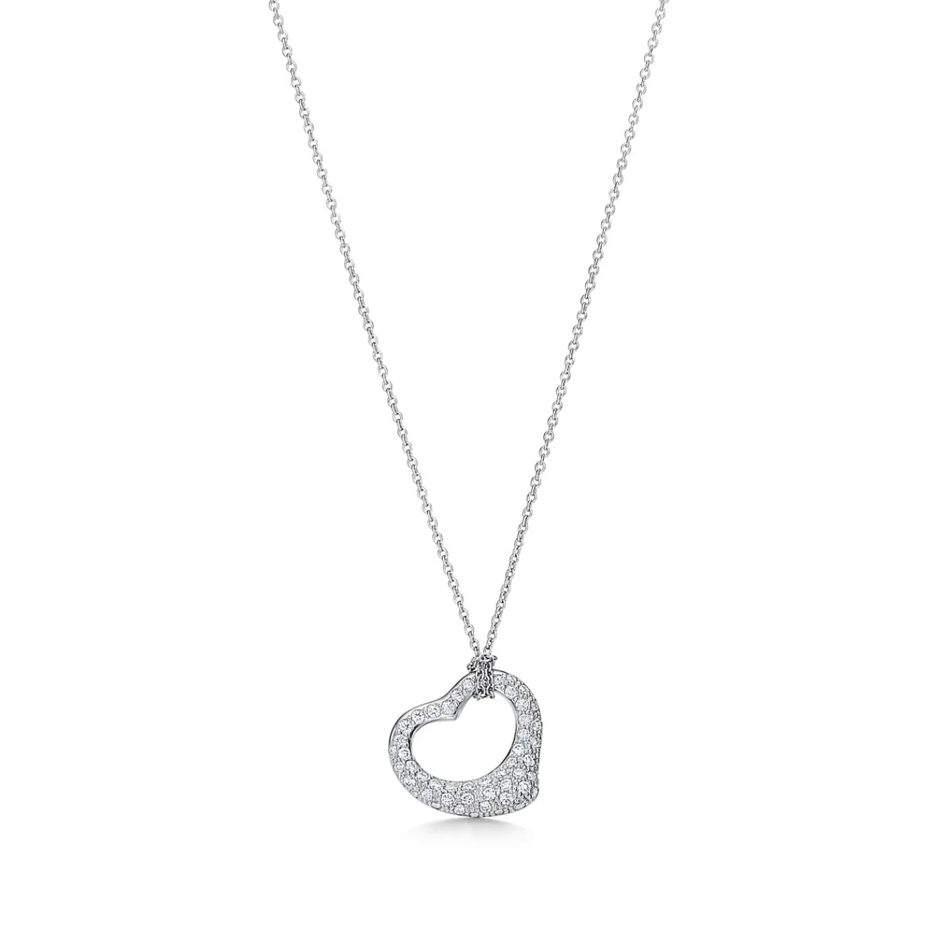 Tiffany & Co. Elsa Peretti® Open Heart pendant in platinum. More sizes available. | ^ Necklaces & Pendants|Platinum Jewelry