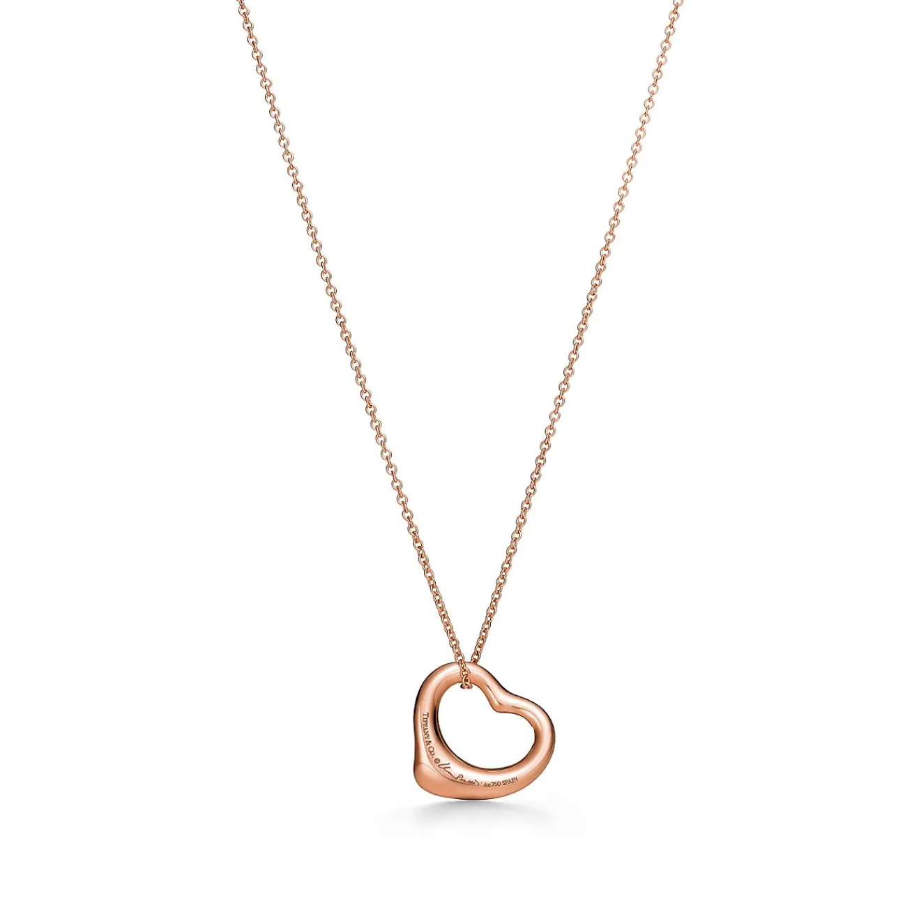 Tiffany & Co. Elsa Peretti® Open Heart pendant in 18k rose gold with diamonds. | ^ Necklaces & Pendants|Rose Gold Jewelry
