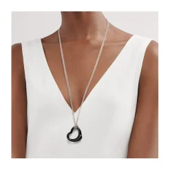 Tiffany & Co. Elsa Peretti® Open Heart pendant of black jade and sterling silver. | ^ Necklaces & Pendants|Sterling Silver Jewelry