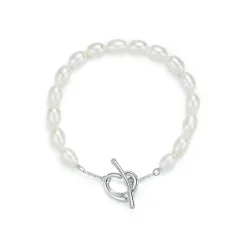 Tiffany & Co. Elsa Peretti® Open Heart pearl bracelet in sterling silver, medium. | ^ Bracelets|Sterling Silver Jewelry