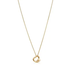 Tiffany & Co. Elsa Peretti® Open Heart pendant in 18k gold with diamonds, 11 mm wide. | ^ Necklaces & Pendants|Gold Jewelry