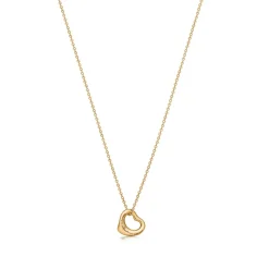 Tiffany & Co. Elsa Peretti® Open Heart pendant in 18k gold with diamonds, 11 mm wide. | ^ Necklaces & Pendants|Gold Jewelry