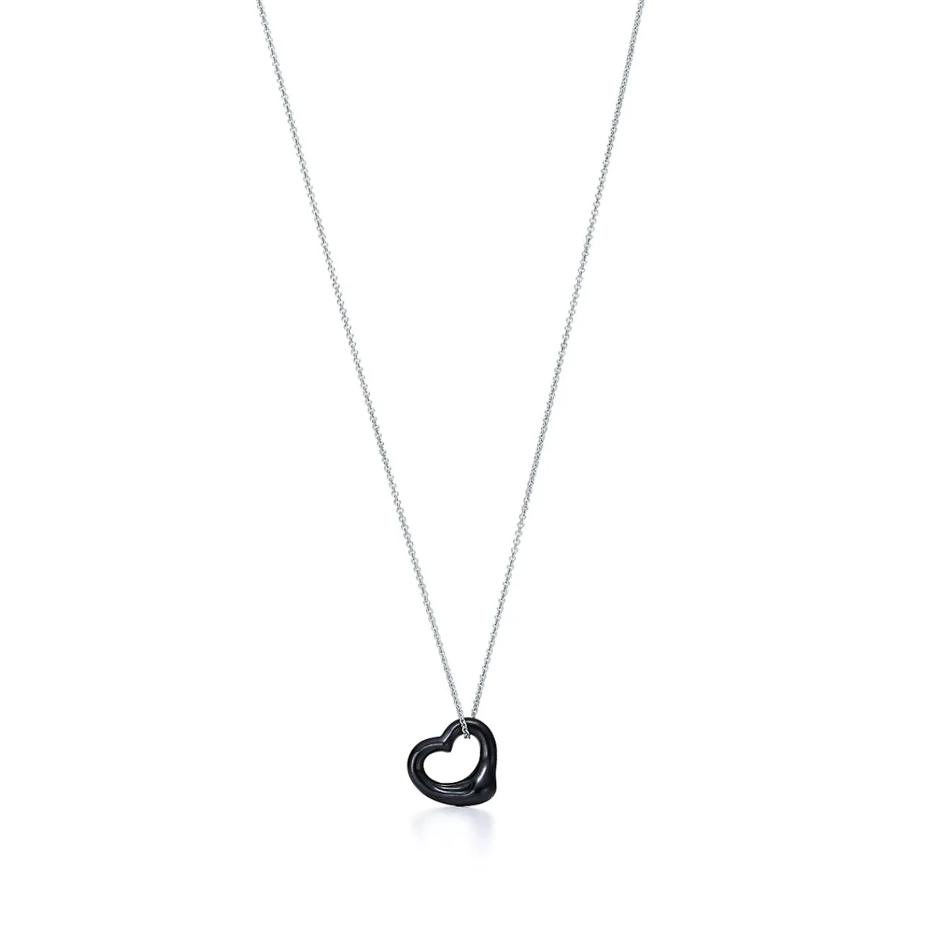 Tiffany & Co. Elsa Peretti® Open Heart pendant of black jade and sterling silver. | ^ Necklaces & Pendants|Sterling Silver Jewelry