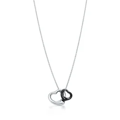 Tiffany & Co. Elsa Peretti® Open Heart pendant in sterling silver and black jade. | ^ Necklaces & Pendants|Sterling Silver Jewelry