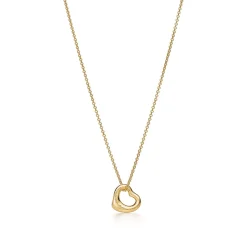 Tiffany & Co. Elsa Peretti® Open Heart Pendant in Yellow Gold with Diamonds | ^ Necklaces & Pendants|Gifts for Her