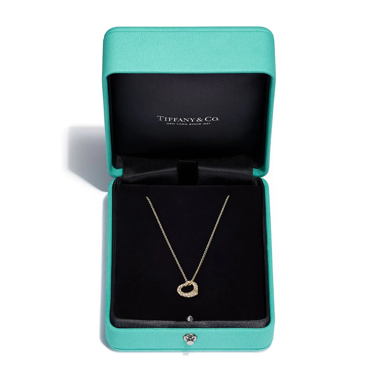 Tiffany & Co. Elsa Peretti® Open Heart Pendant in Yellow Gold with Diamonds | ^ Necklaces & Pendants|Gifts for Her