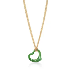 Tiffany & Co. Elsa Peretti® Open Heart pendant of green jade and 18k gold. | ^ Necklaces & Pendants|Gold Jewelry