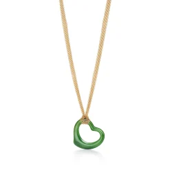 Tiffany & Co. Elsa Peretti® Open Heart pendant of green jade and 18k gold. | ^ Necklaces & Pendants|Gold Jewelry