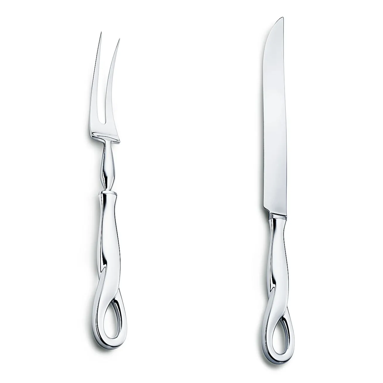 Tiffany & Co. Elsa Peretti® Padova™ carving knife and fork set in sterling silver. | ^ Tableware|Flatware & Trays