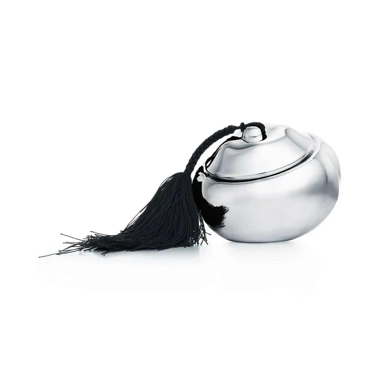 Tiffany & Co. Elsa Peretti® Pumpkin box in sterling silver with black silk tassel. | ^ Decor|Elsa Peretti Home