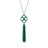 Tiffany & Co. Elsa Peretti® Quadrifoglio™ pendant with a diamond in gold on a green silk cord. | ^ Necklaces & Pendants|Diamond Jewelry