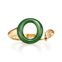 Tiffany & Co. Elsa Peretti® Sevillana™ cuff in 18k gold with green jade. | ^ Bracelets|Gold Jewelry